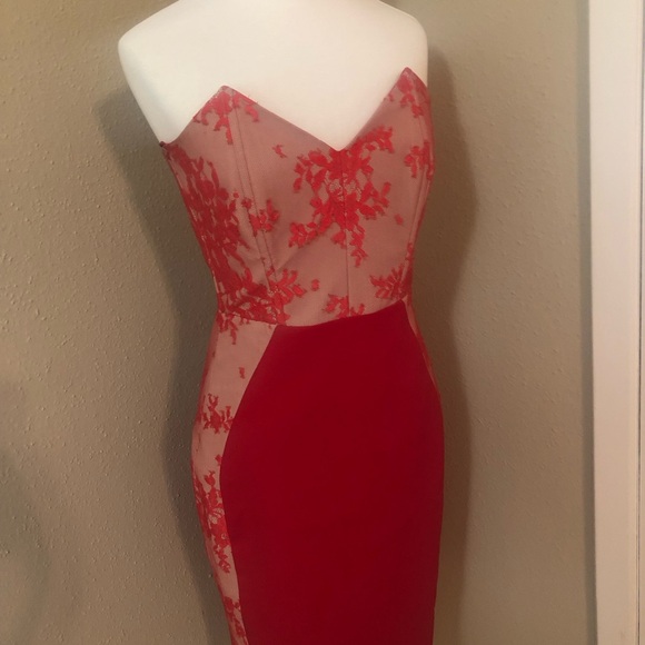 MASON Red Lace Dress - Picture 1 of 7